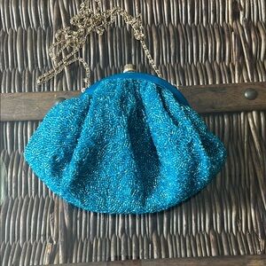 Moyna Blue and Gold Clutch with Sparkling Design